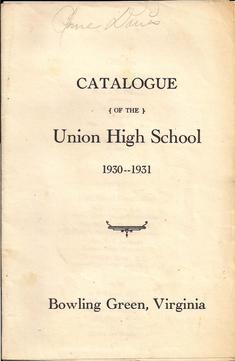 Union High School Catalogue 1930-1931 cover