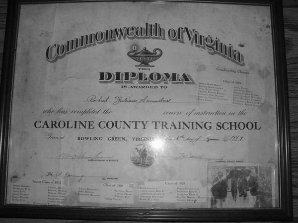 Caroline County Training School Diploma